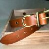 1” Dog Collar: Saddle Brown With Brass - Image 2